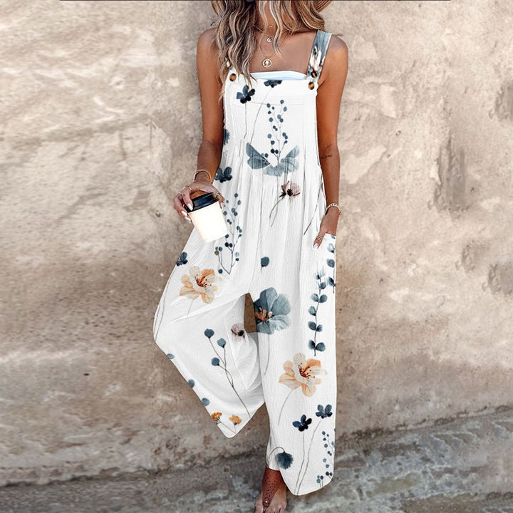 Summer Women Jumpsuit with Print and Straps
