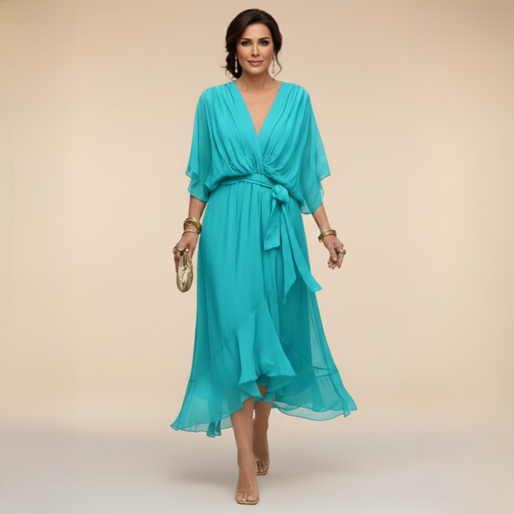 Elegant Flowing Midi Dress With Relaxed Shape