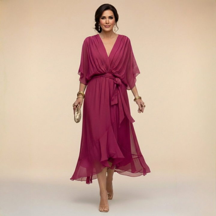 Elegant Flowing Midi Dress With Relaxed Shape