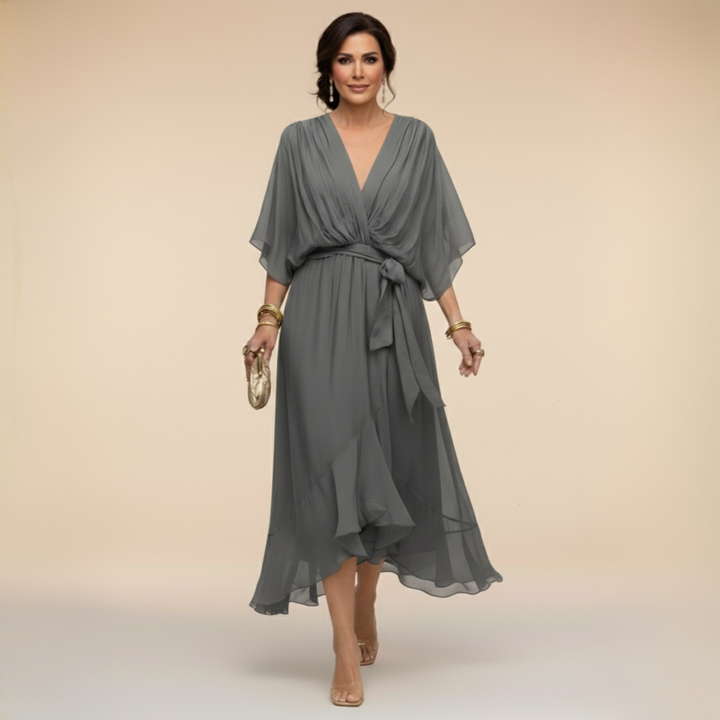 Elegant Flowing Midi Dress With Relaxed Shape