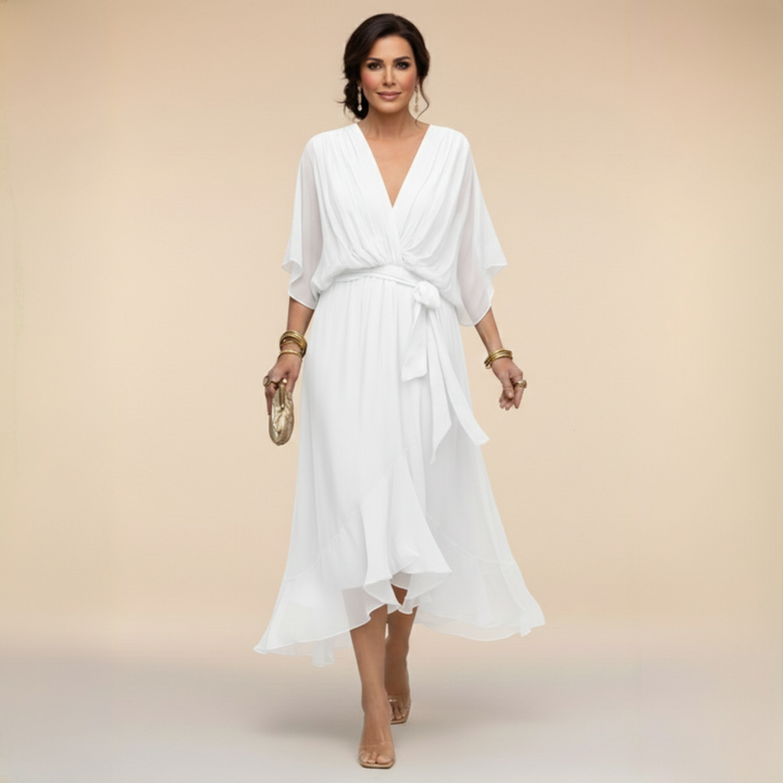 Elegant Flowing Midi Dress With Relaxed Shape