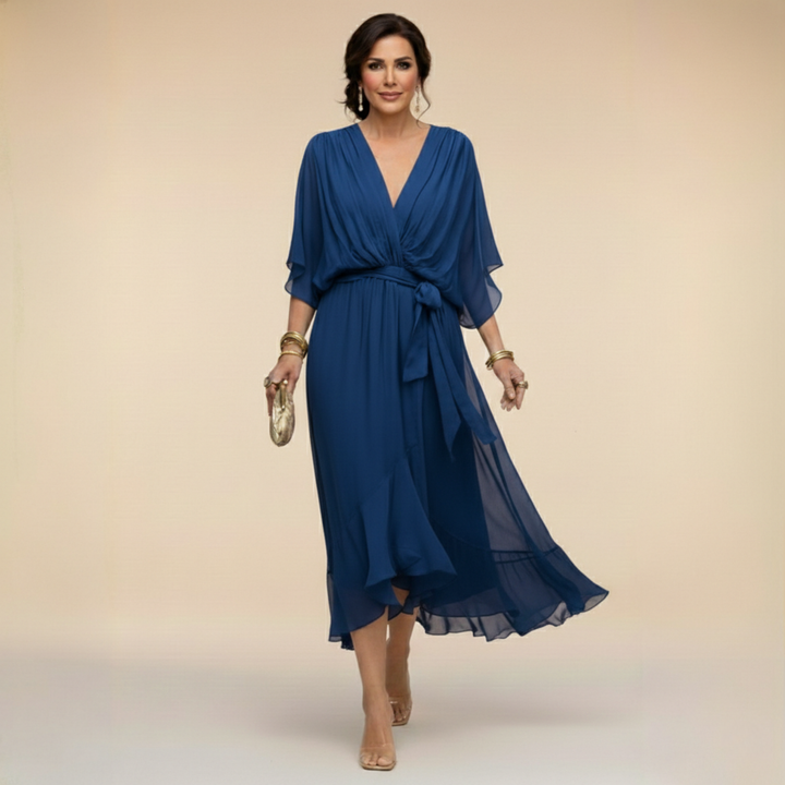 Elegant Flowing Midi Dress With Relaxed Shape