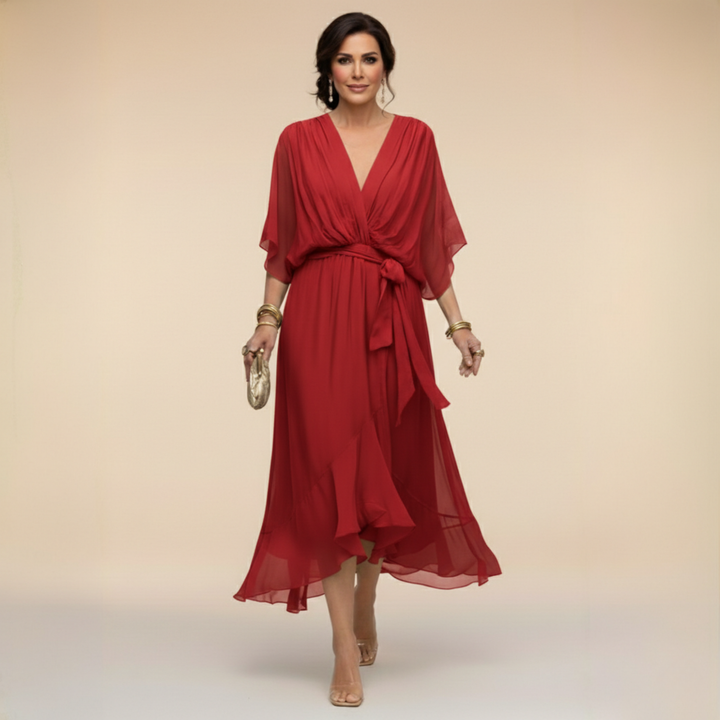 Elegant Flowing Midi Dress With Relaxed Shape