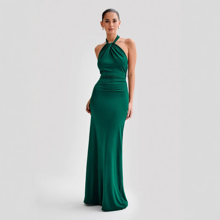 Elegant Halter Neck Open Back Maxi Dress