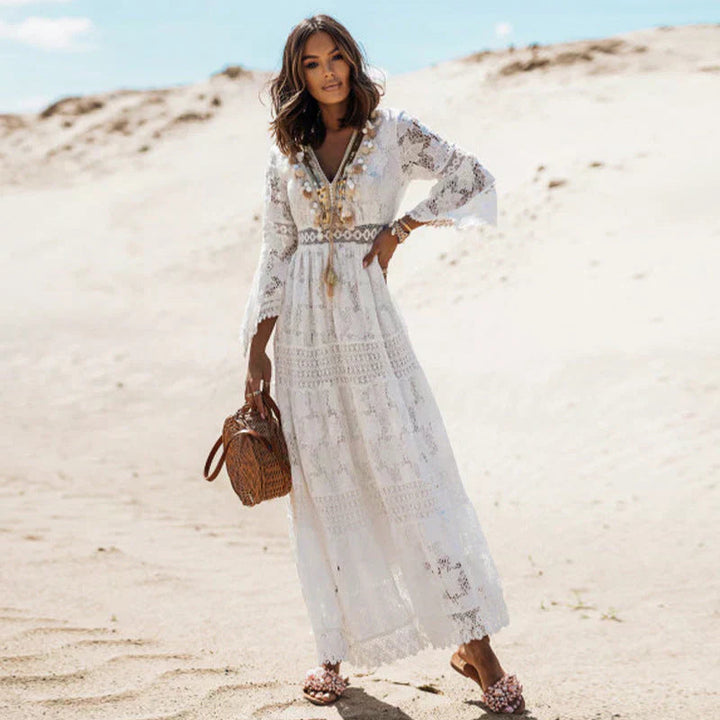 Bohemian Long Sleeve Maxi Dress for Summer