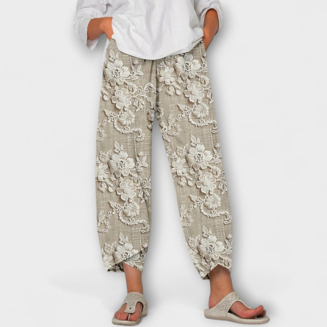 Casual Boho Trousers with Printed Pattern