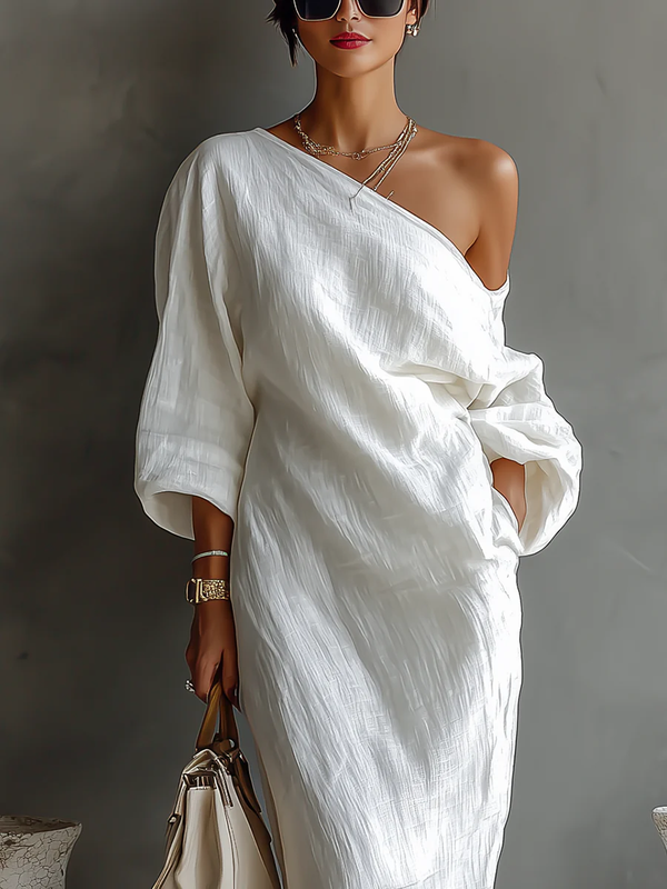 Elegant One-Shoulder Flowing Maxi Dress