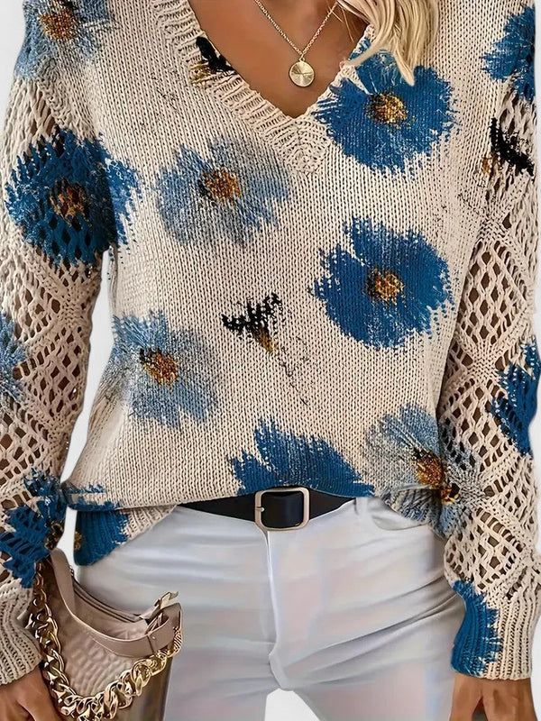 Elegant Sweater with Floral Pattern