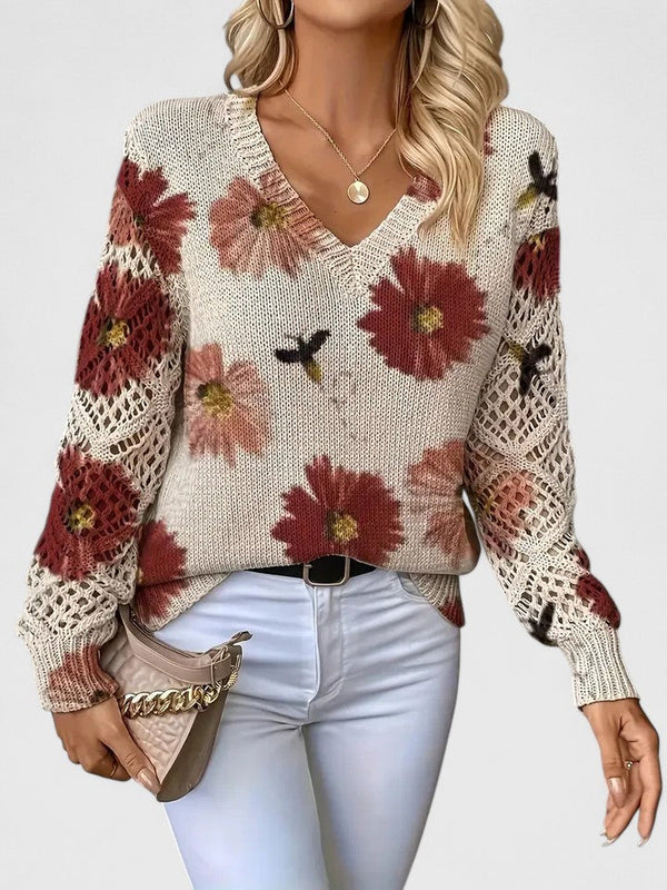 Elegant Sweater with Floral Pattern