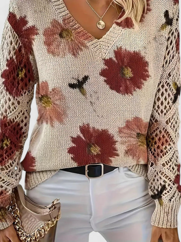 Elegant Sweater with Floral Pattern