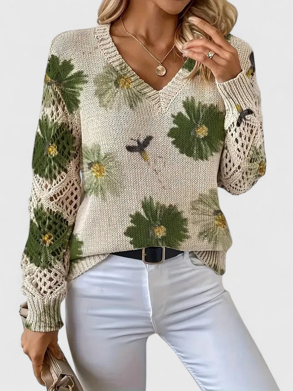 Elegant Sweater with Floral Pattern
