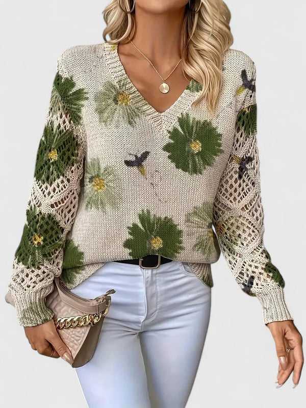 Elegant Sweater with Floral Pattern