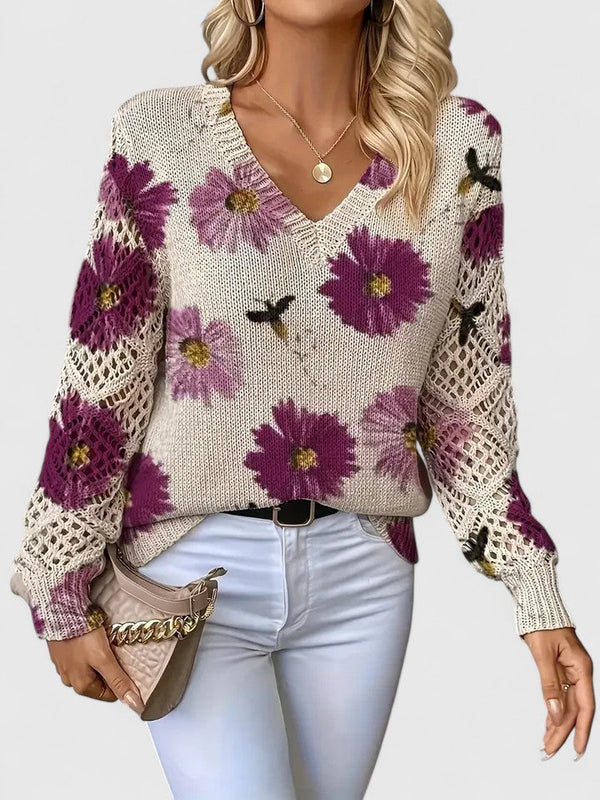 Elegant Sweater with Floral Pattern