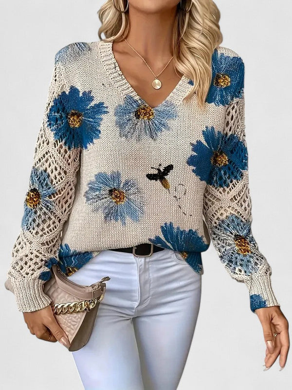 Elegant Sweater with Floral Pattern