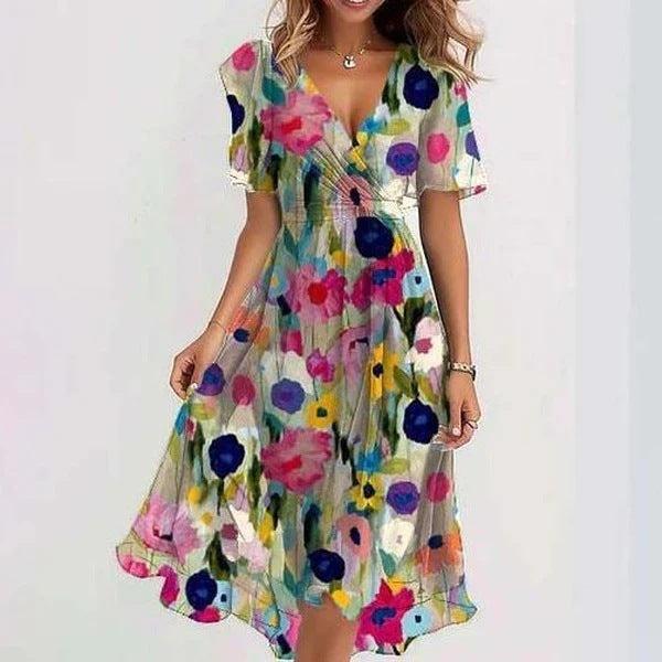 Floral Wrap Midi Dress for Summer Occasions