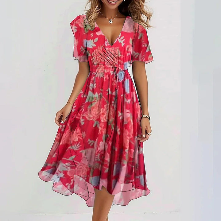 Floral Wrap Midi Dress for Summer Occasions