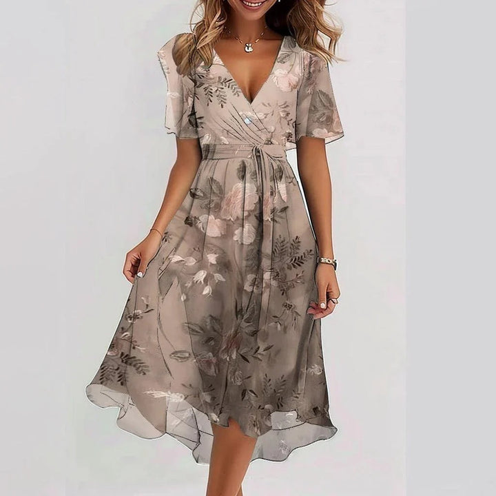 Floral Wrap Midi Dress for Summer Occasions