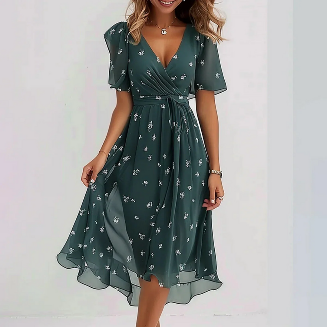 Floral Wrap Midi Dress for Summer Occasions