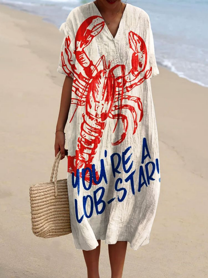 Flowing Summer Dress with Nautical Inspired Pattern