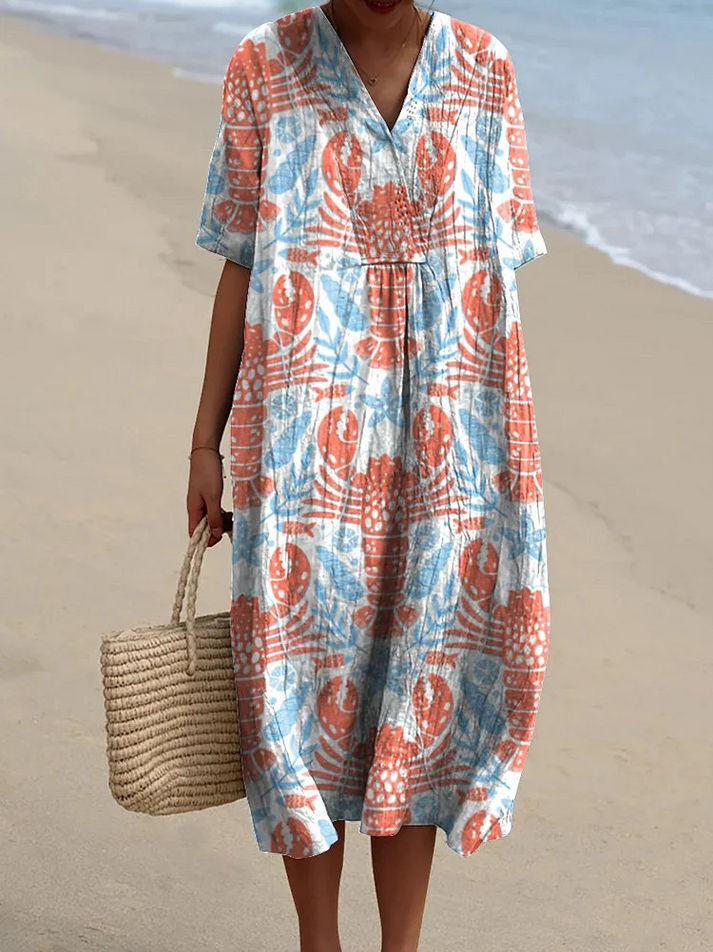 Flowing Summer Dress with Nautical Inspired Pattern