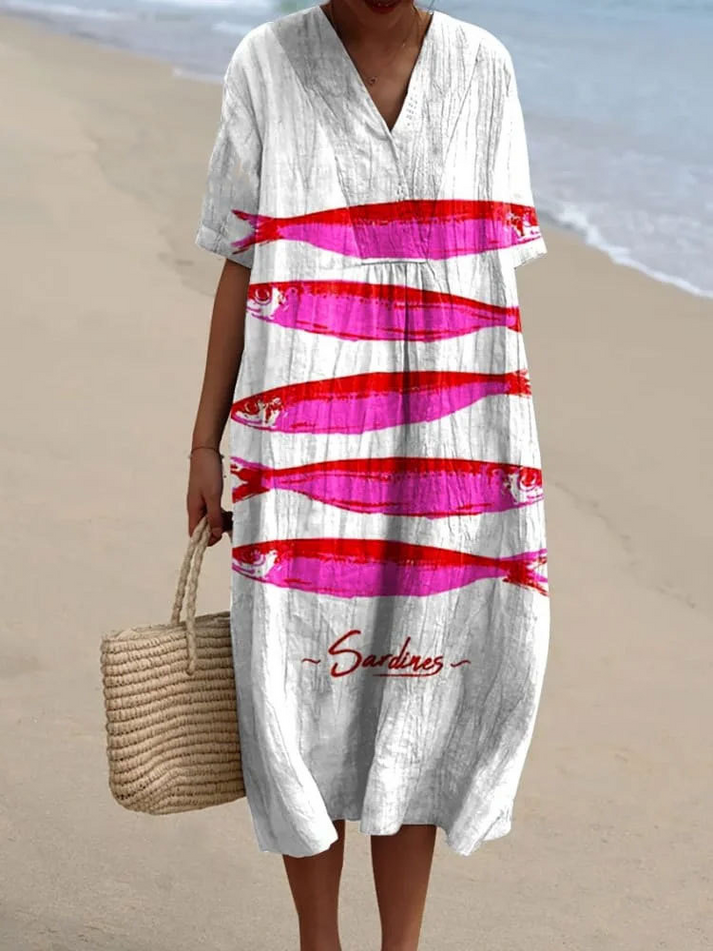 Flowing Summer Dress with Nautical Inspired Pattern