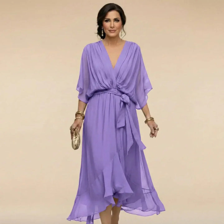 Elegant Flowing Midi Dress With Relaxed Shape