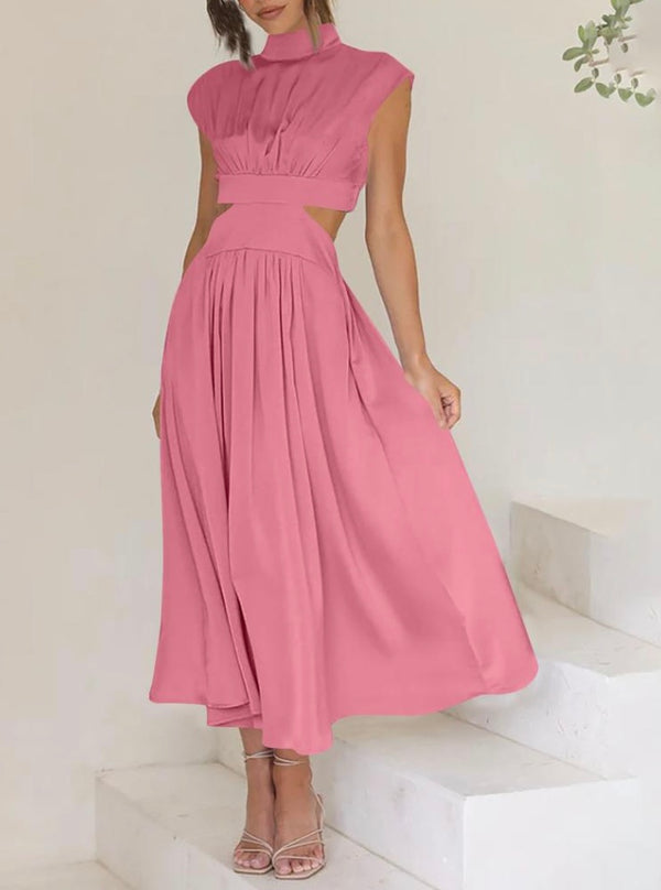 Long Dress with Mock Neck and Cutouts