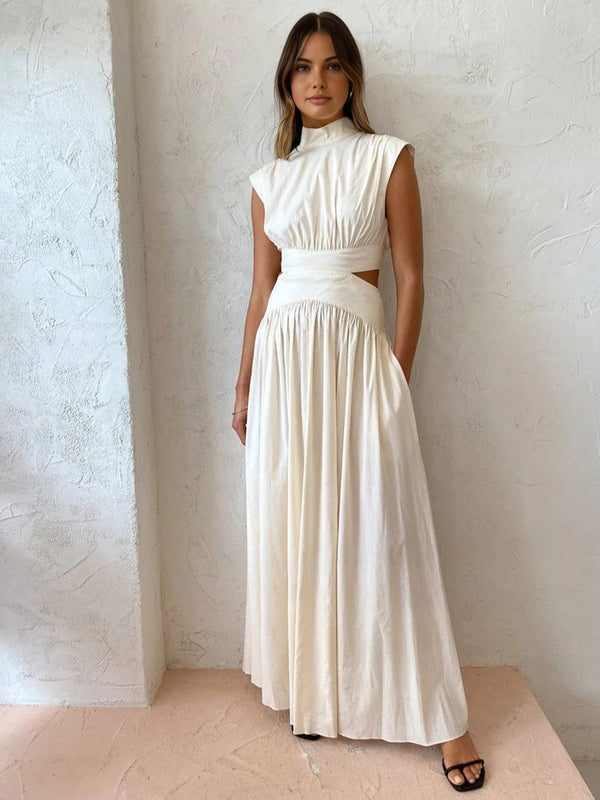 Long Dress with Mock Neck and Cutouts