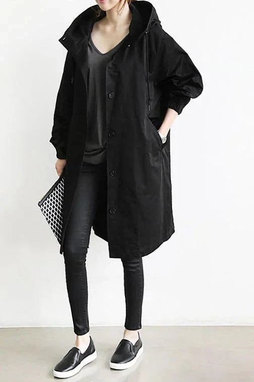 Long Raincoat with Hood for Everyday Use