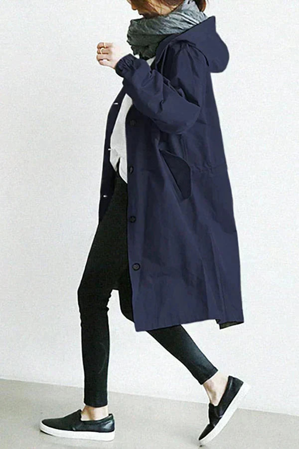 Long Raincoat with Hood for Everyday Use