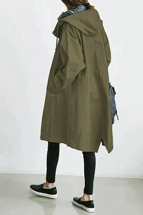 Long Raincoat with Hood for Everyday Use
