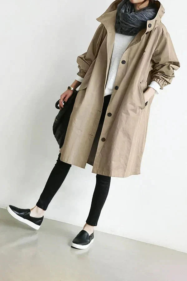 Long Raincoat with Hood for Everyday Use