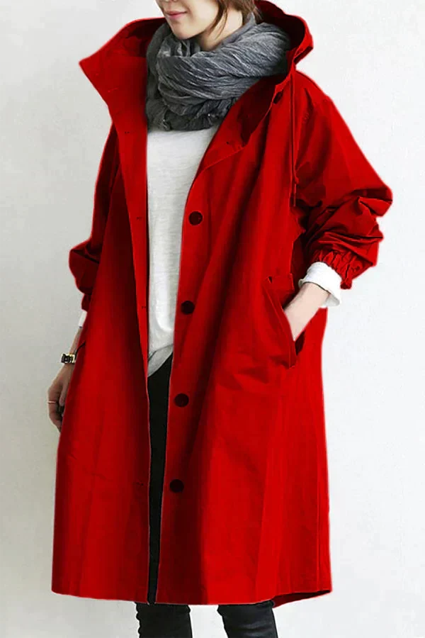 Long Raincoat with Hood for Everyday Use