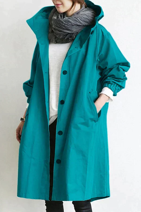 Long Raincoat with Hood for Everyday Use