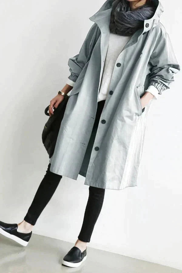Long Raincoat with Hood for Everyday Use