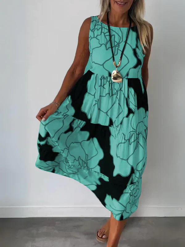 Maxi Dress With Printed Pattern Sleeveless
