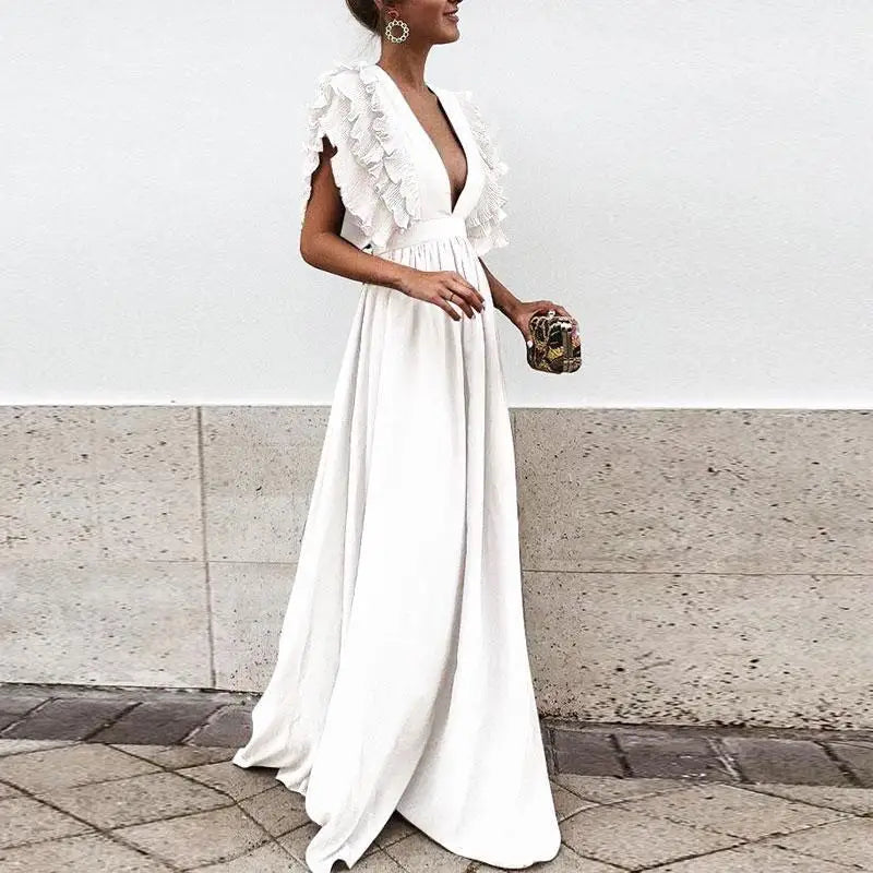 Maxi Dress with Bold Layered Ruffle Accents