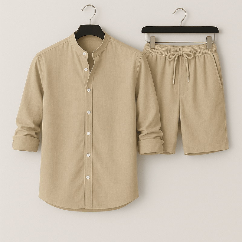 Men Matching Shirt and Shorts Outfit Set