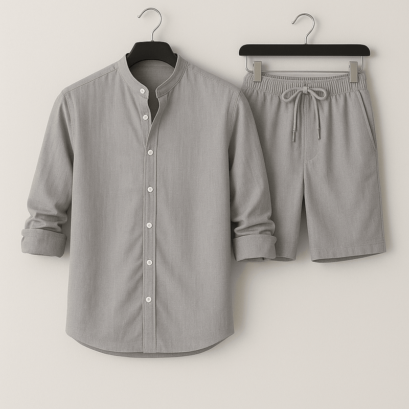 Men Matching Shirt and Shorts Outfit Set
