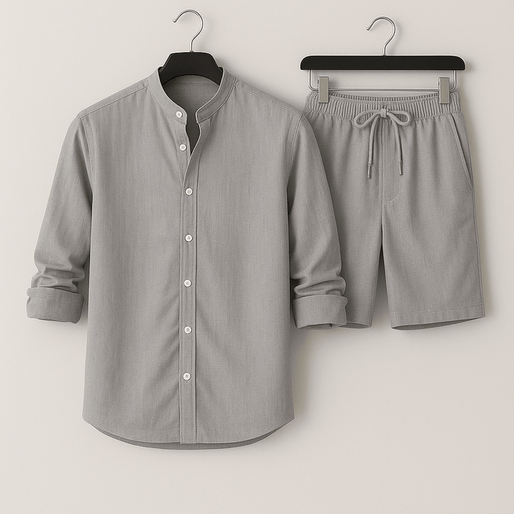 Men Matching Shirt and Shorts Outfit Set