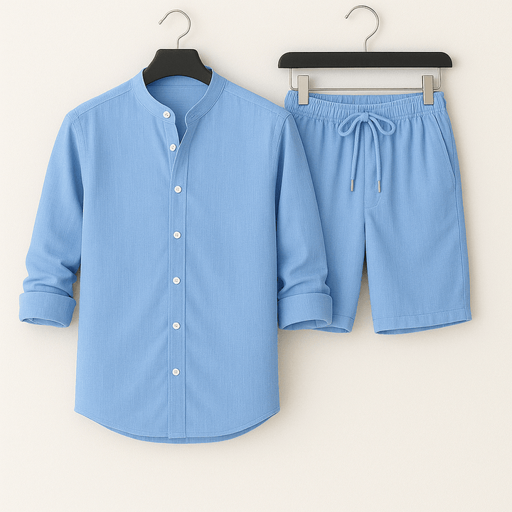 Men Matching Shirt and Shorts Outfit Set