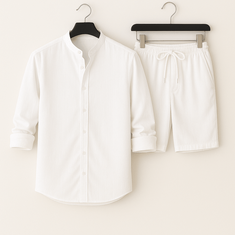 Men Matching Shirt and Shorts Outfit Set