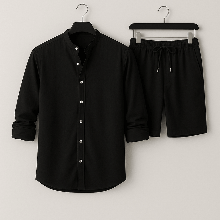 Men Matching Shirt and Shorts Outfit Set