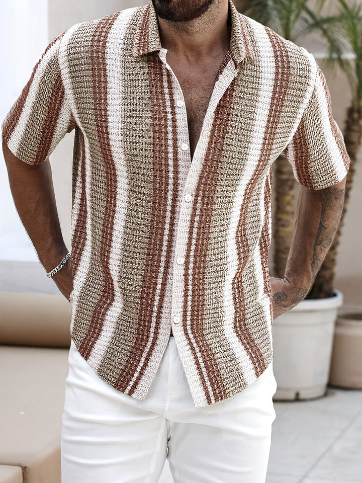 Men Short Sleeve Striped Shirt for Summer Days