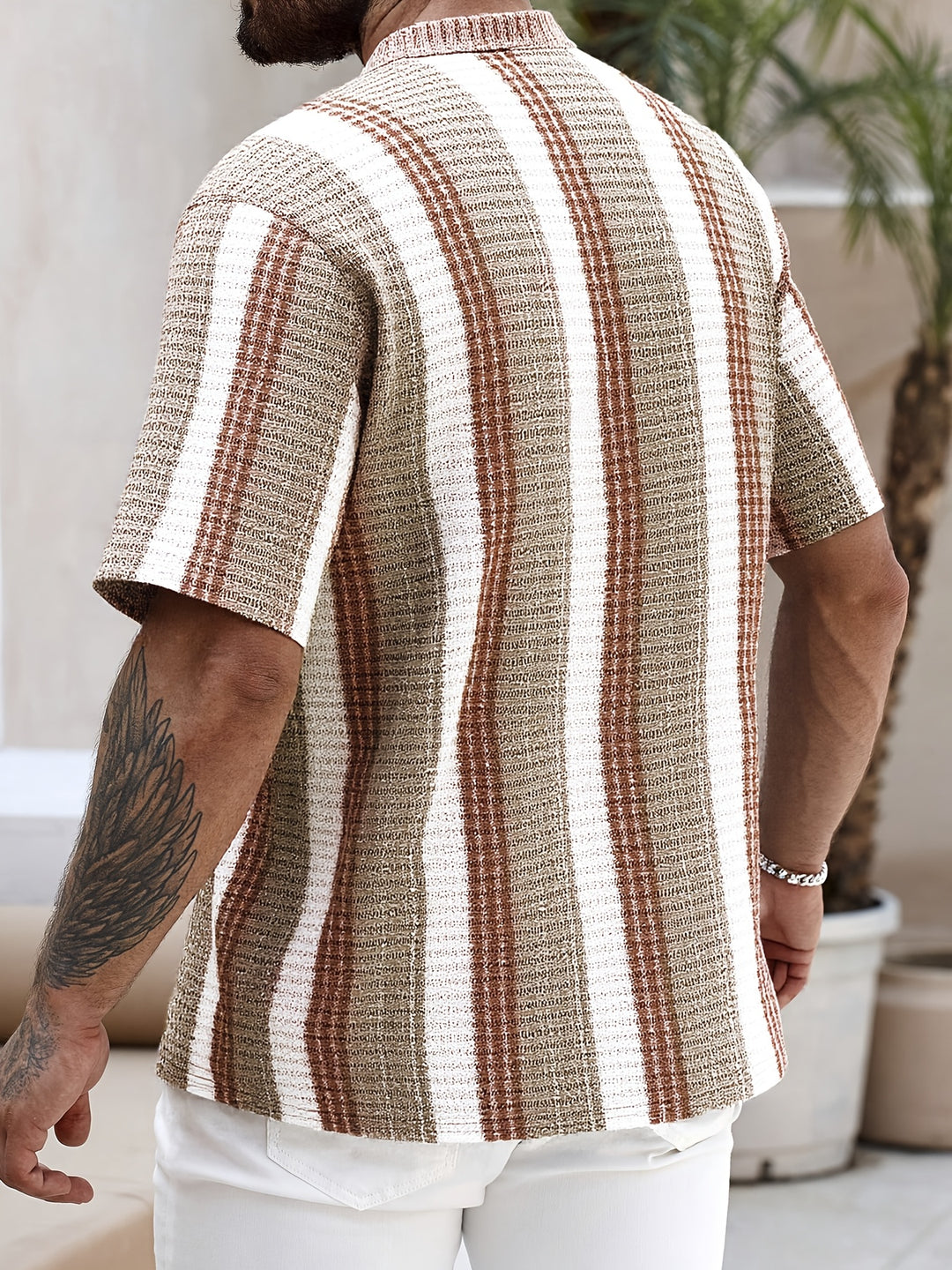 Men Short Sleeve Striped Shirt for Summer Days