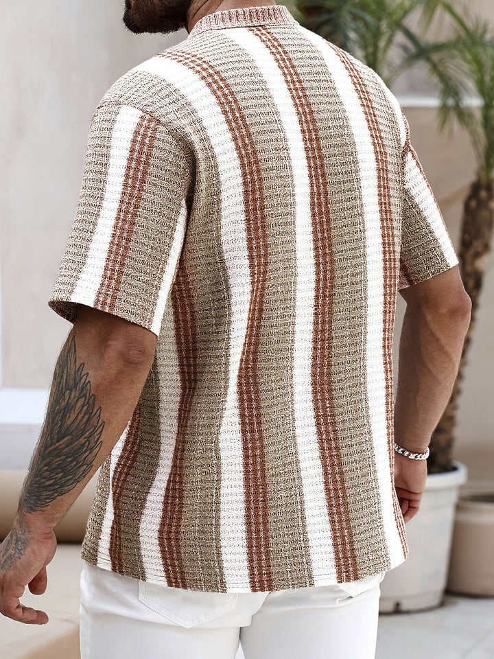 Men Short Sleeve Striped Shirt for Summer Days
