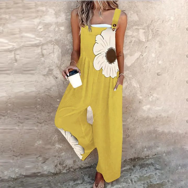 Summer Women Jumpsuit with Print and Straps