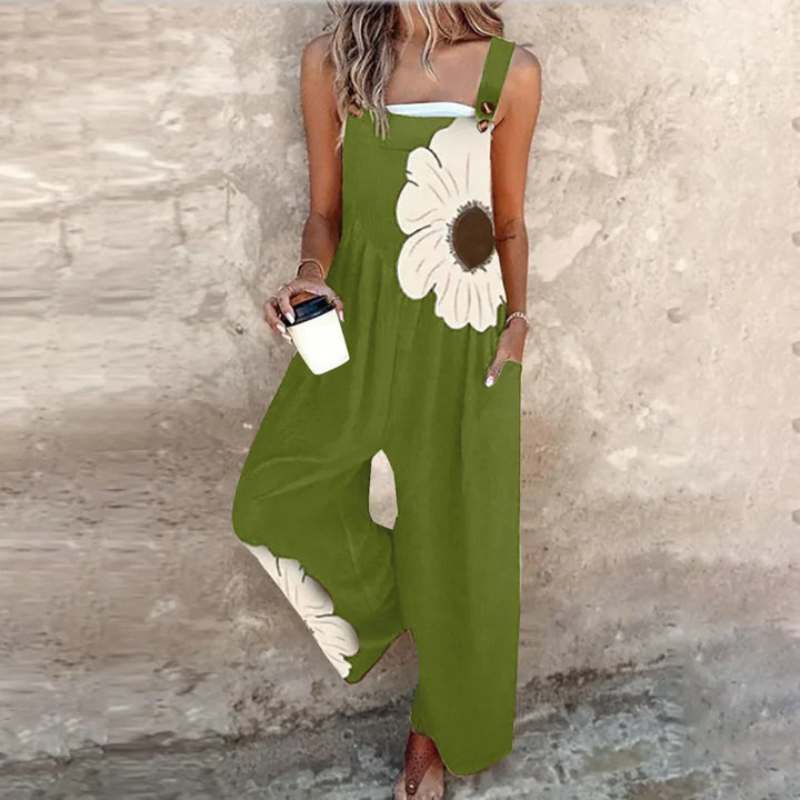 Summer Women Jumpsuit with Print and Straps