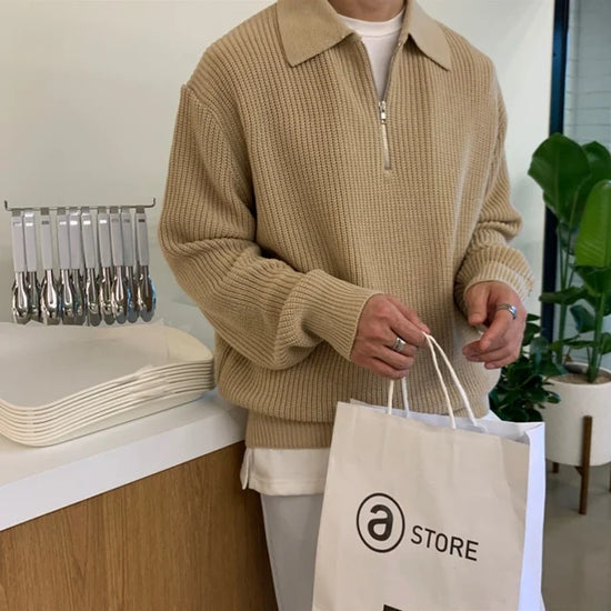 Polo Sweater with Long Sleeves and Clean Modern Aesthetic