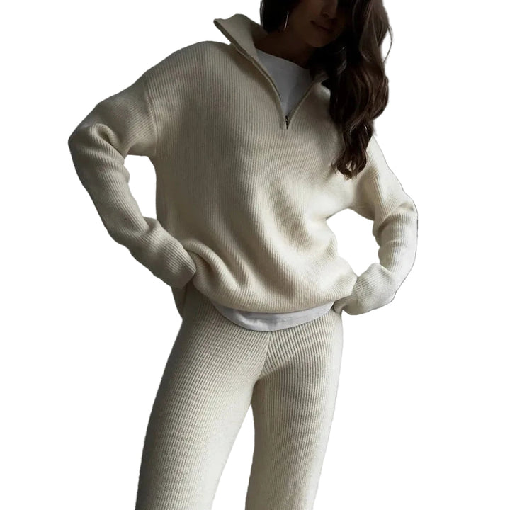 Set with Half Zip Top and Wide Trousers